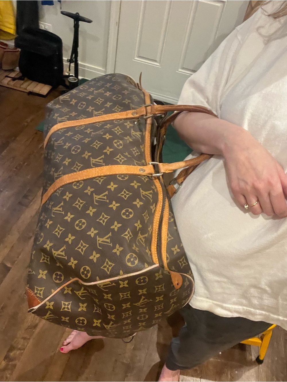 Louis Vuitton Monogram Canvas Brown and Tan Duffel Bag